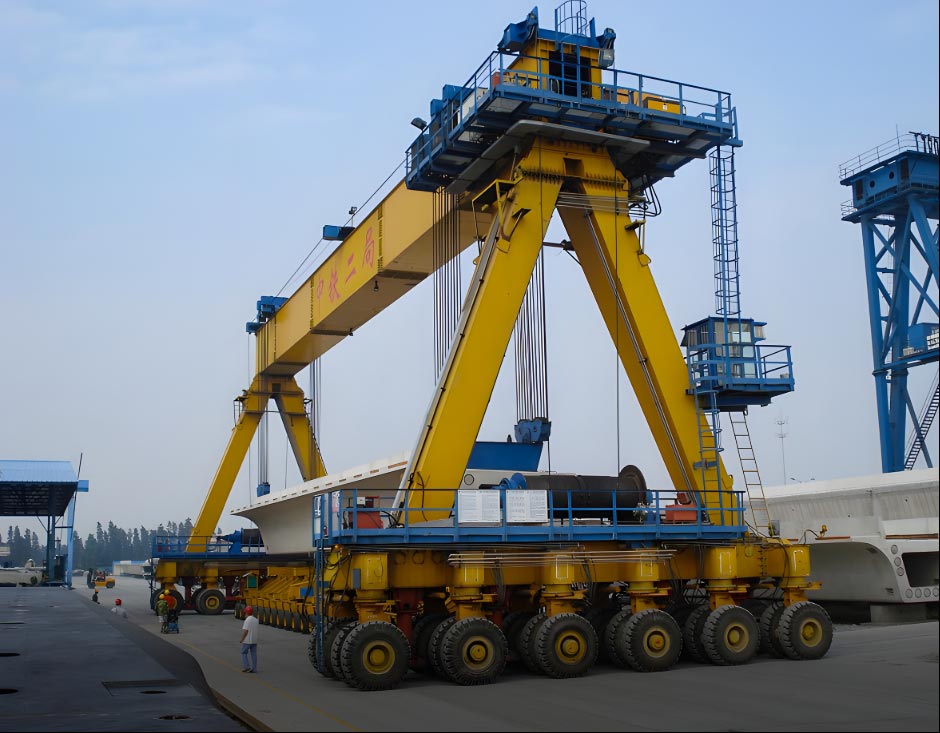 Straddle Carriers for large bridge component production plants